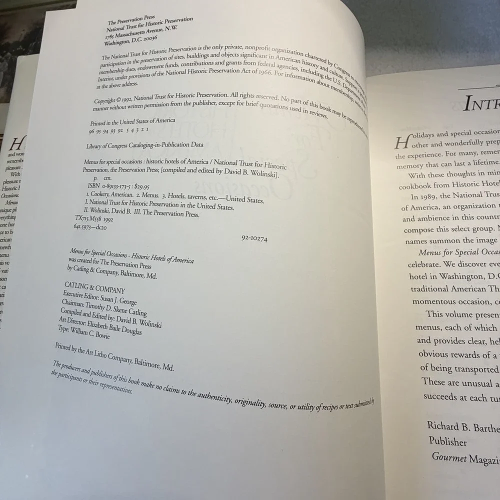 Menus for Special Occasions from Historic Hotels of America by National Trust...